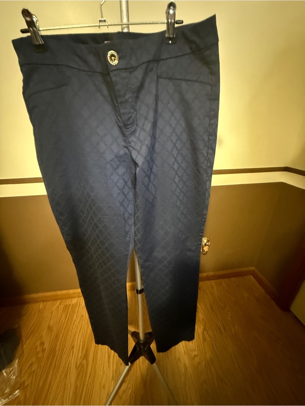 Lilly Pulitzer Navy Tonal Diamond-Pattern Chinos